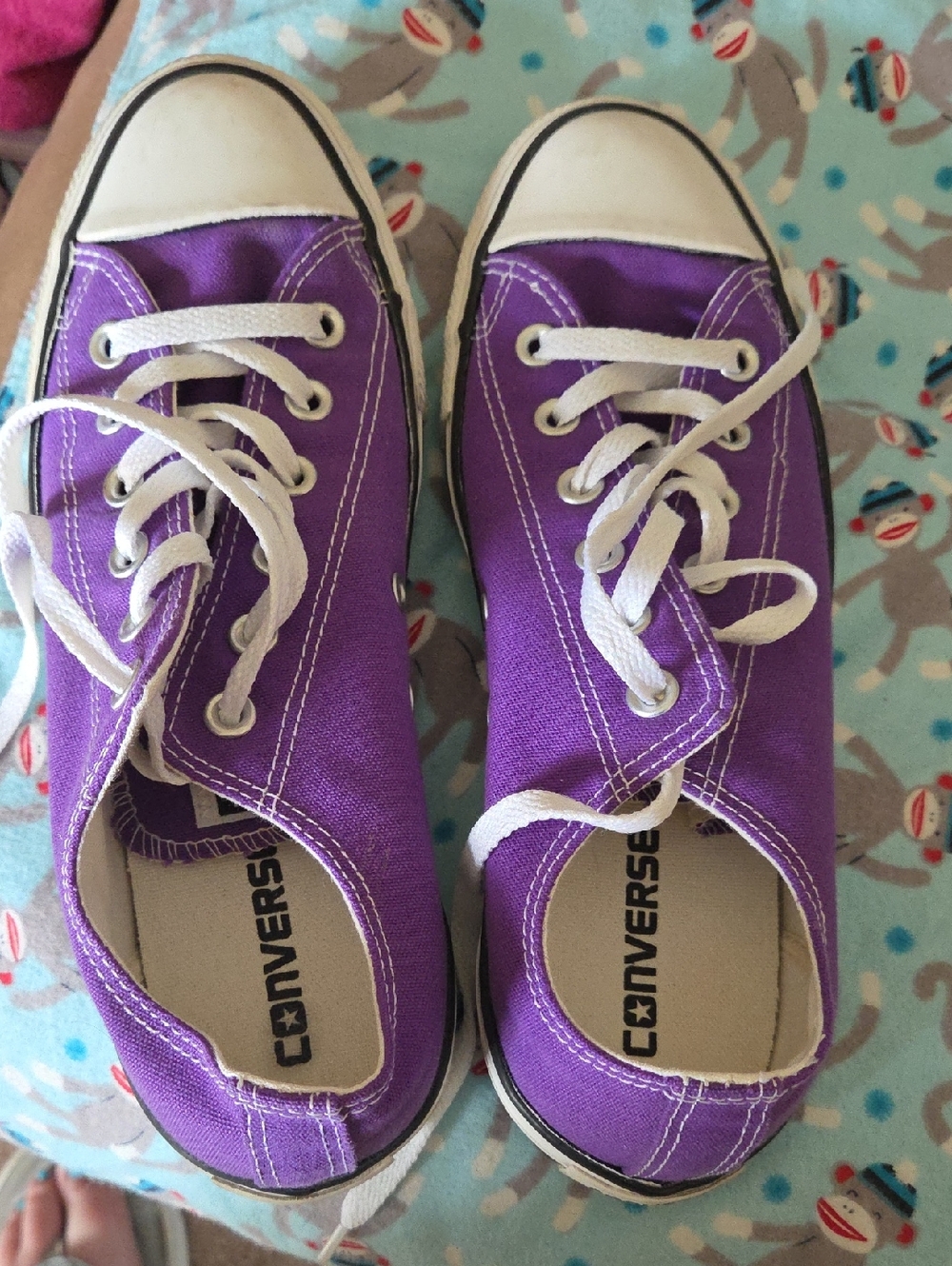 Converse Purple Canvas Low Top Sneakers with White Laces
